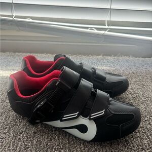 Peloton Cycling Shoes with Black and Red Accents